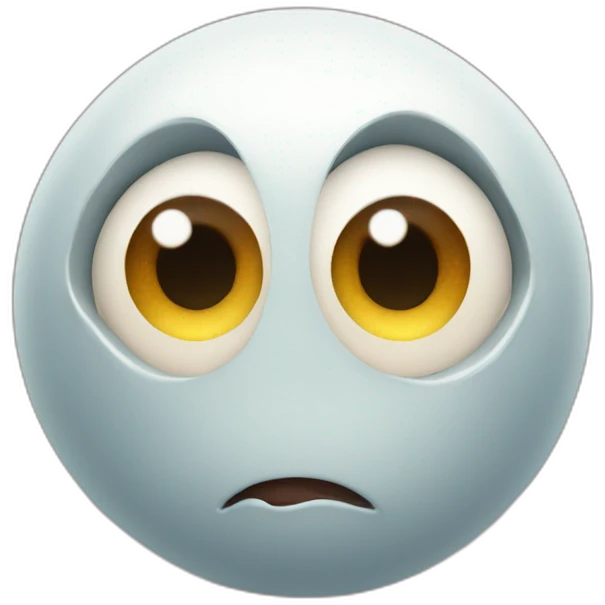 3d sphere with a cartoon sincere skin texture with big courageous eyes emoji