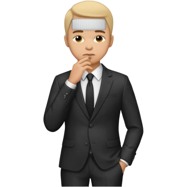 light skin man pensative, full body con la mano en el menton emoji