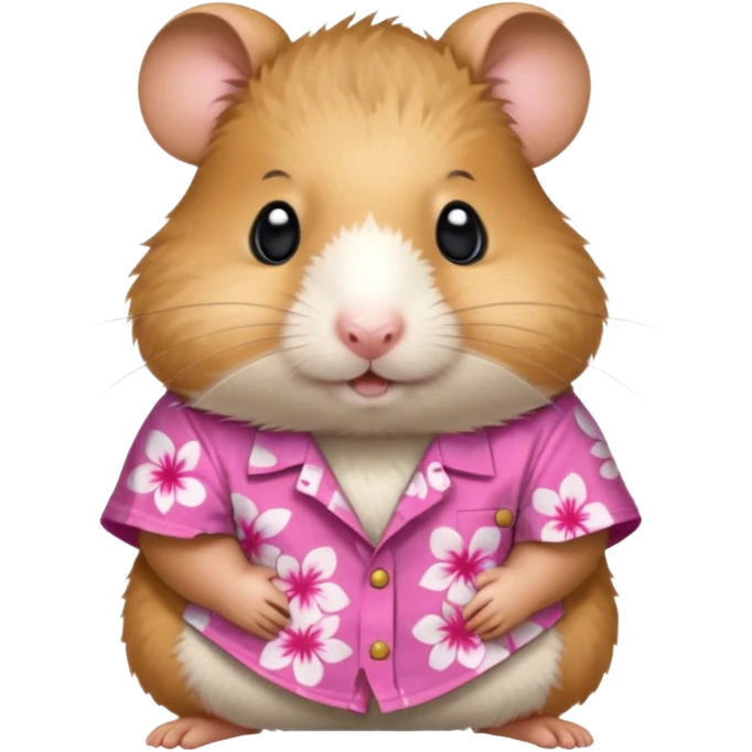 hamster, wearing pink aloha shirt. emoji
