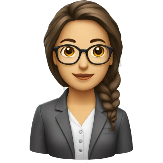 Profesora pelo castaño, gafas emoji