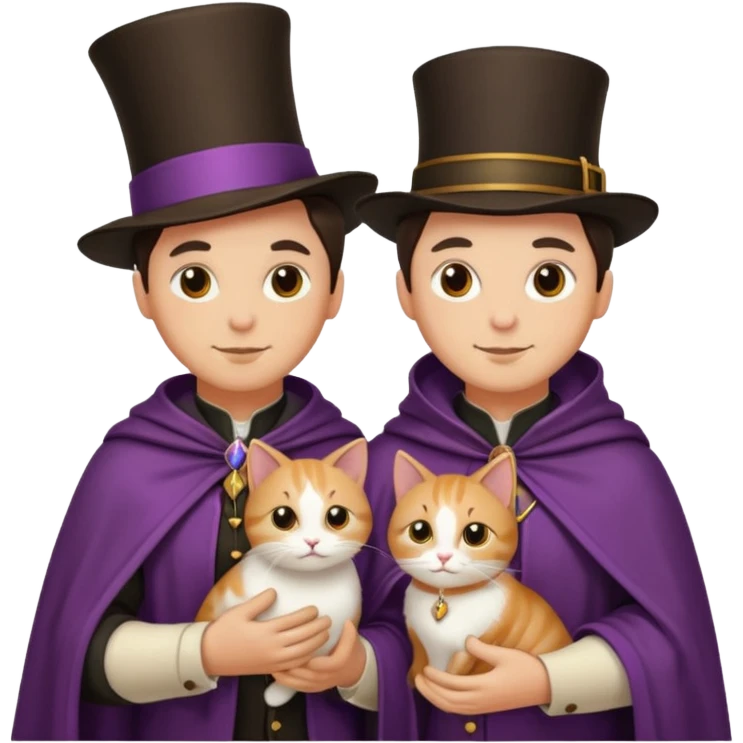 magician couple and their pet cat emoji