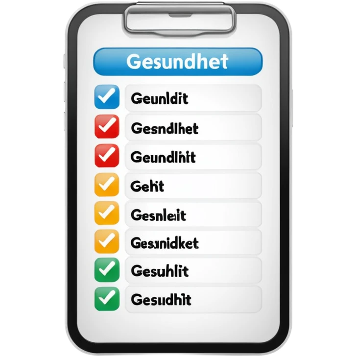 Checklist with the work "Gesundheit" on the top emoji