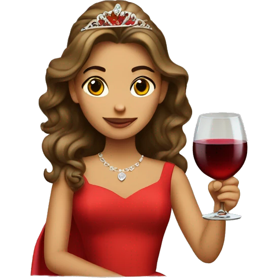 Princess in red dress with a glass of wine  emoji