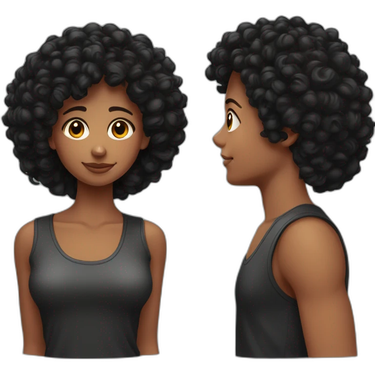 Fille avec cheveux rouge et garçon avec cheveux bouclé noir emoji