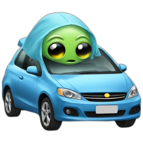Alien limpiando coche emoji