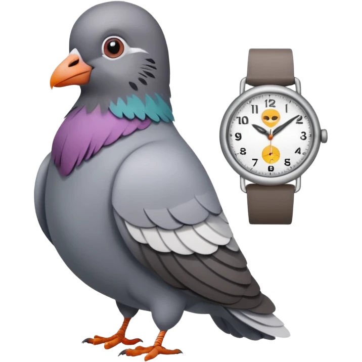 A pigeon with a watch emoji