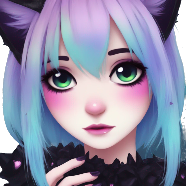 Gorgeous Cute Gothic Edgy Colorful Gradient Beautiful Anime Emo CatLady emoji