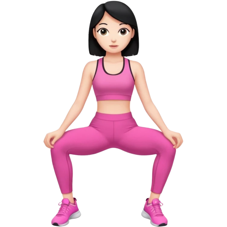 a pretty bratz fair girl in pink workout clothes and black hair emoji