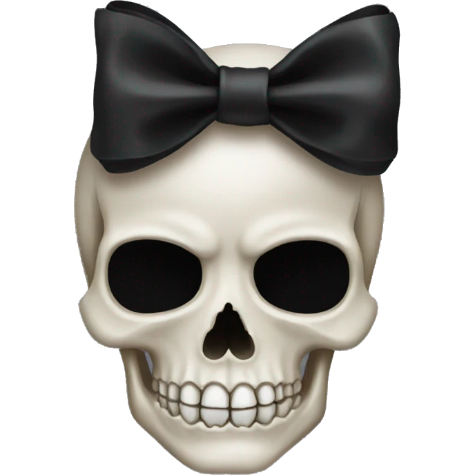 skull emoji with black bow emoji
