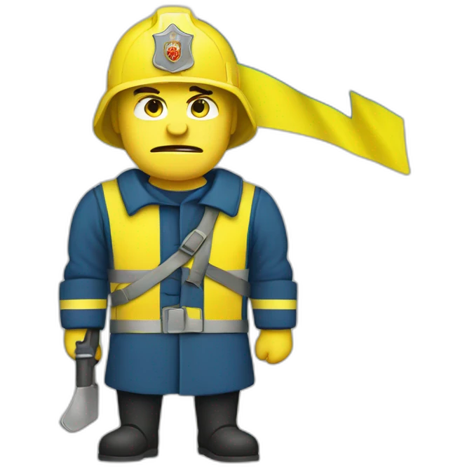angry Ukrainian fireman with flag of Ukraine emoji