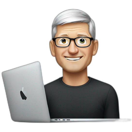tim cook with a macbook pro emoji