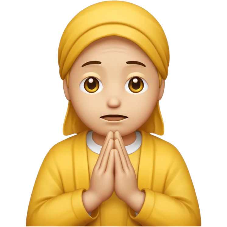 a sad emoji face with praying hands emoji