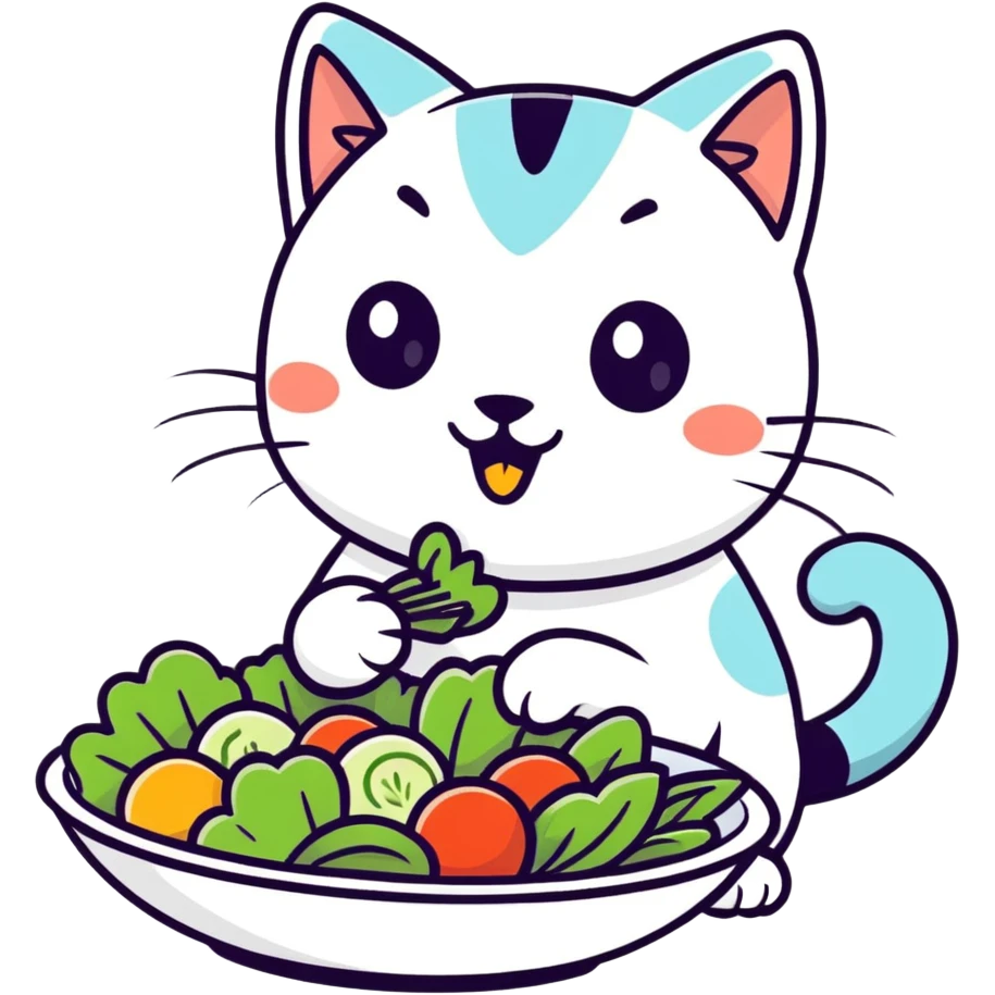 Cat eat salade bowl emoji