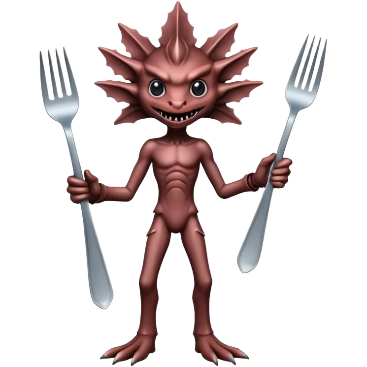 A demogorgon holding a fork emoji
