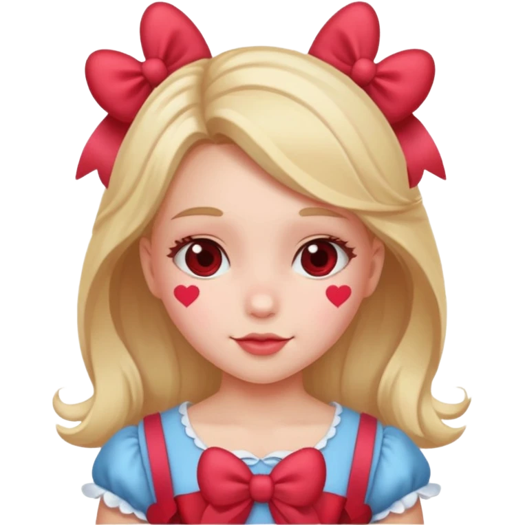 Blushing with hearts and bows emoji