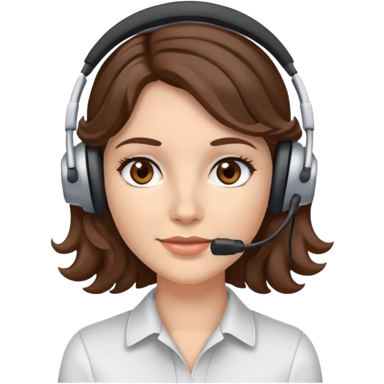 White female  Brown wavy hair  Dark brown eyes  Headset emoji