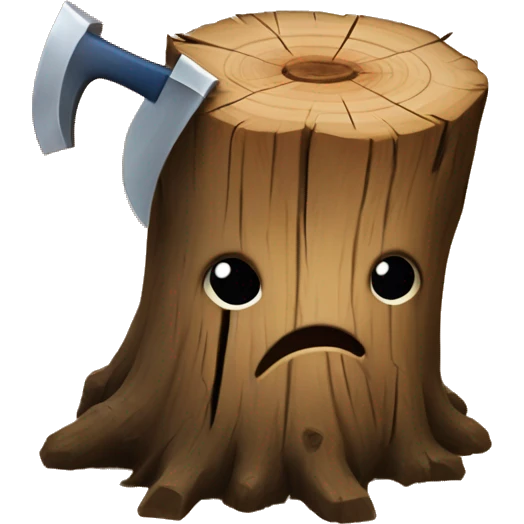 Tree stump with an axe cleaved in  it  emoji