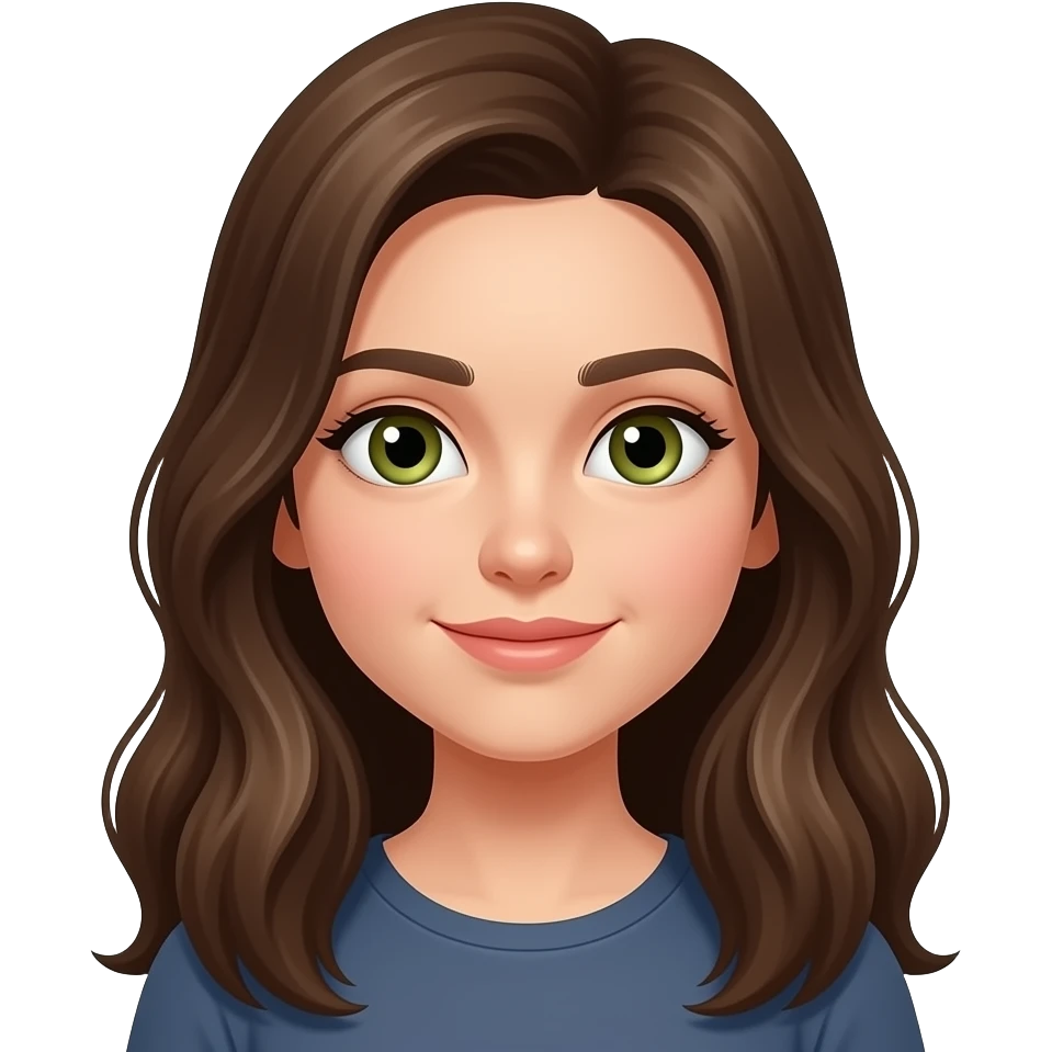 Mädchen mit grün braunen Augen und braunen Haaren lang emoji