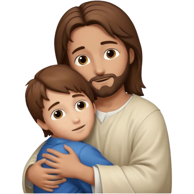 Niño abrazando a Jesús original emoji