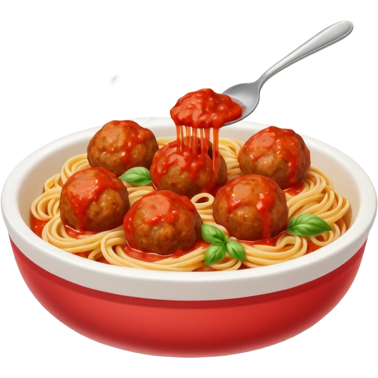 pasta and meatballs and sauce in a bowl emoji