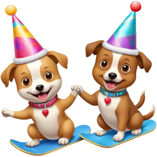 2 dogs snowboarding birthday emoji