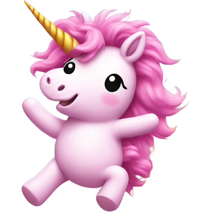 Pink fluffy unicorn dancing on rainbow emoji emoji