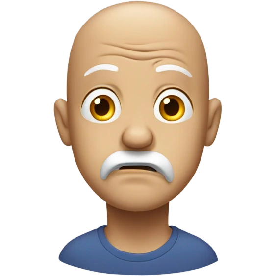 Scared pain bald man with white goatee  emoji