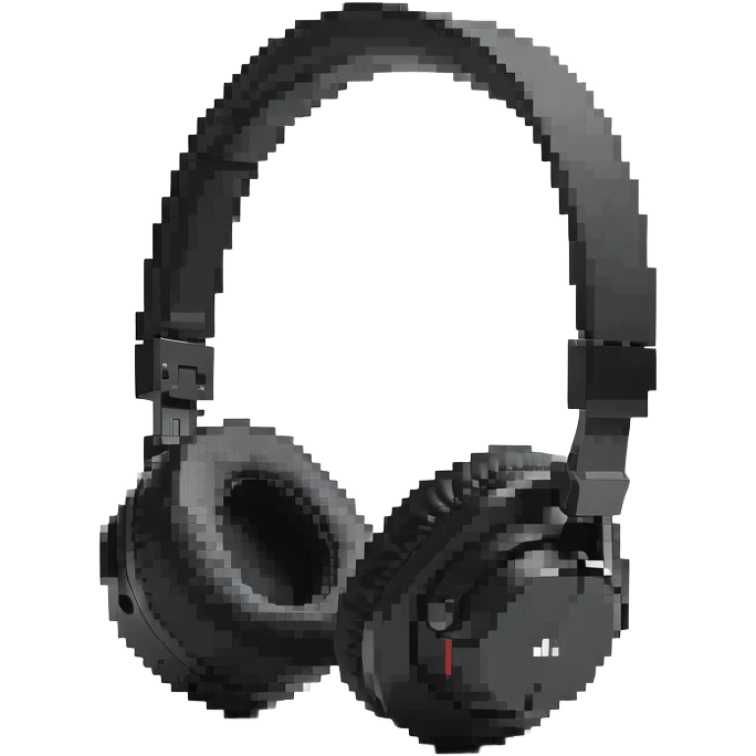Retro pixel art black wireless headphones with minimal details emoji