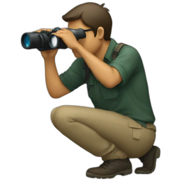 person using binoculars crouching emoji