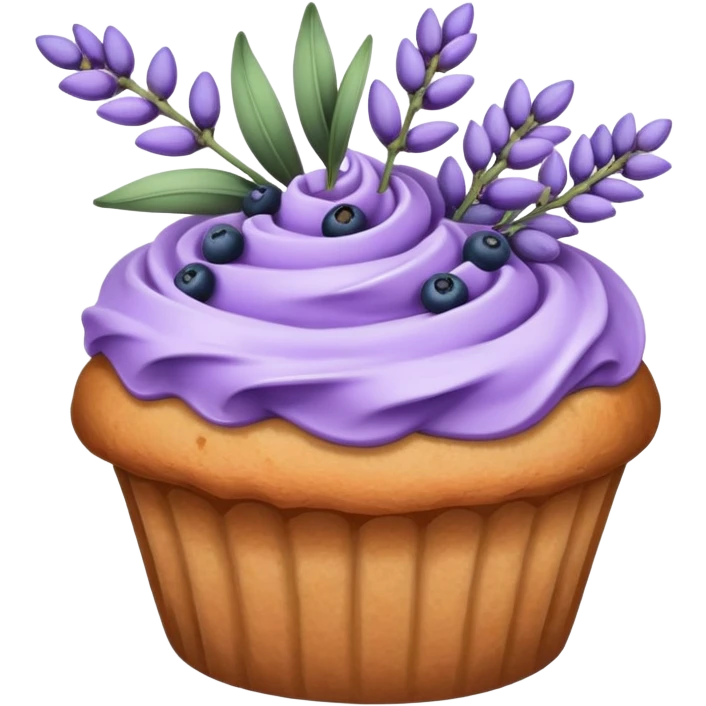 Lavender flower sprig muffin with berries emoji