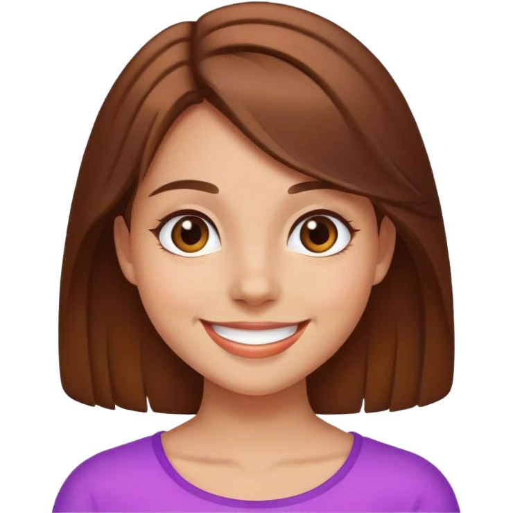 Kamera, Mädchen mit braunen Haaren, strahlen im Gesicht  emoji