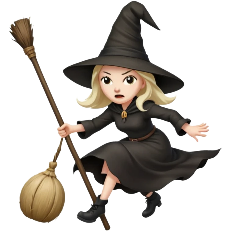 angry faced witch flying on a broom emoji
