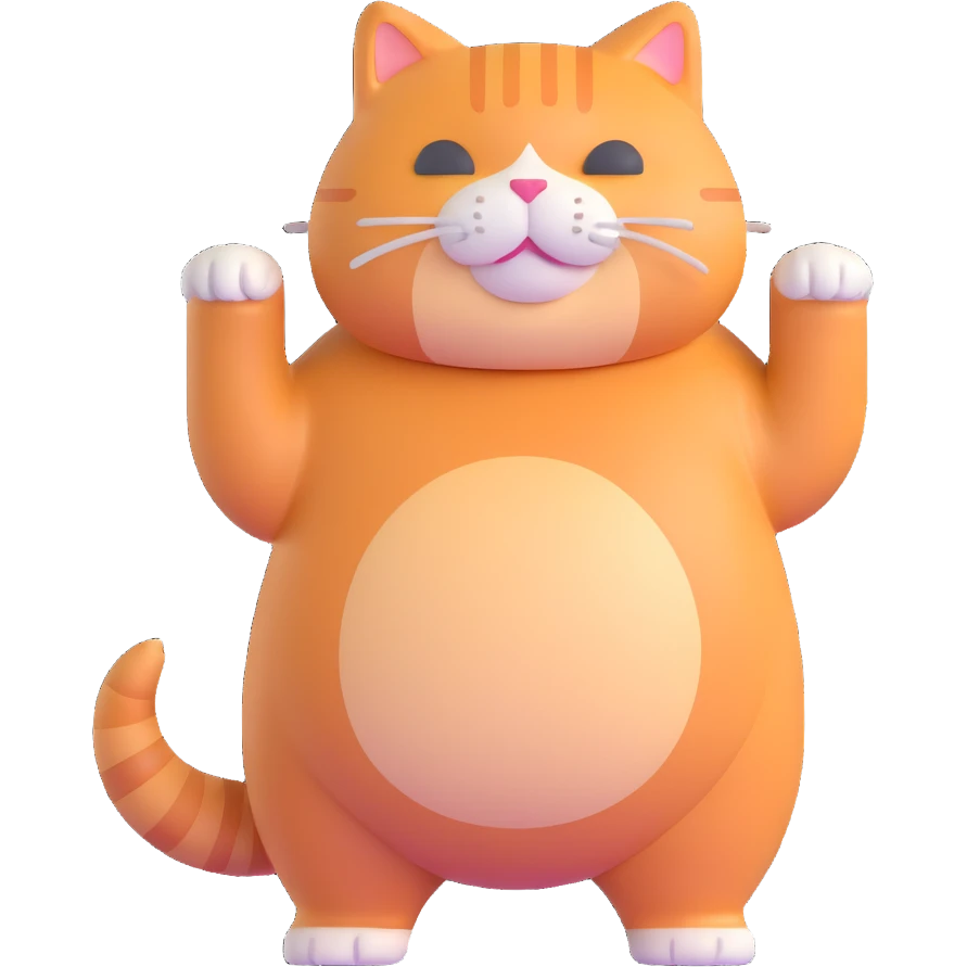 fat ginger cat standing, full body emoji