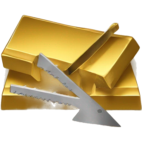 A saw is cutting through a gold bar emoji