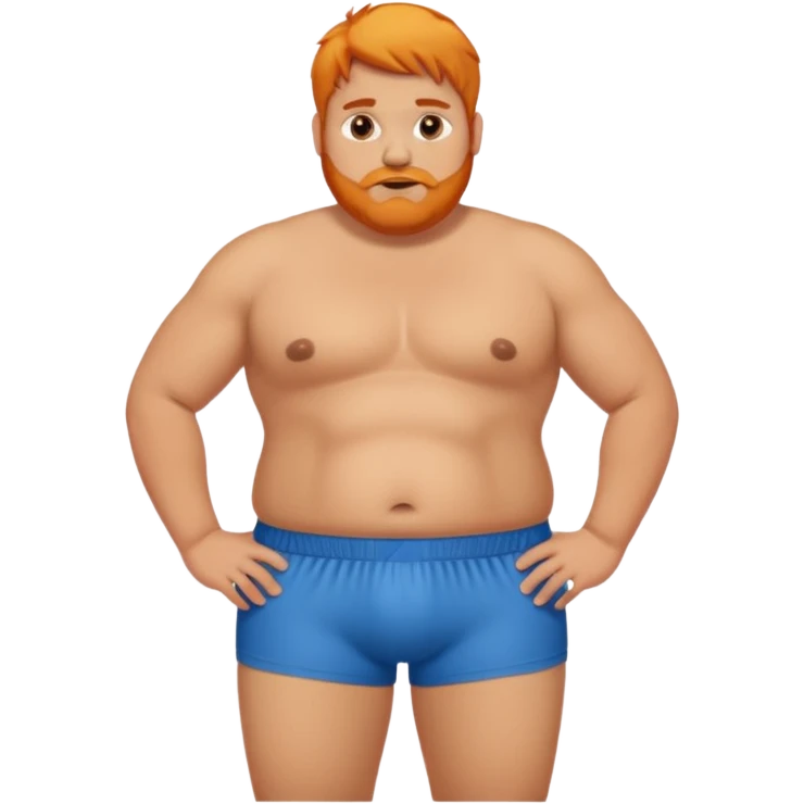 A fat orange haired man in boxers and a crop top shirt emoji