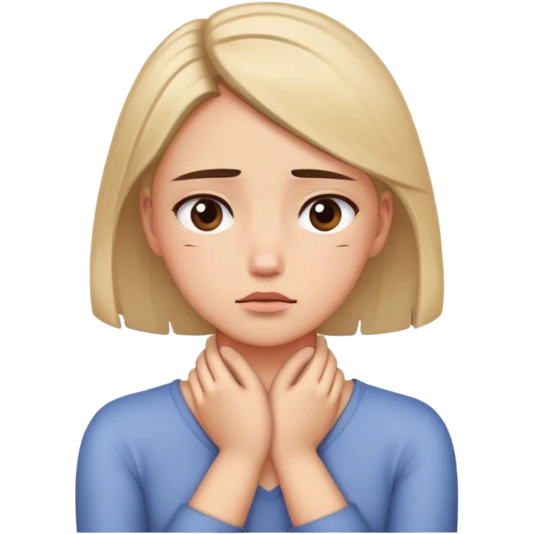 Girl with anxious eyes closed and hands holding neck crossed emoji