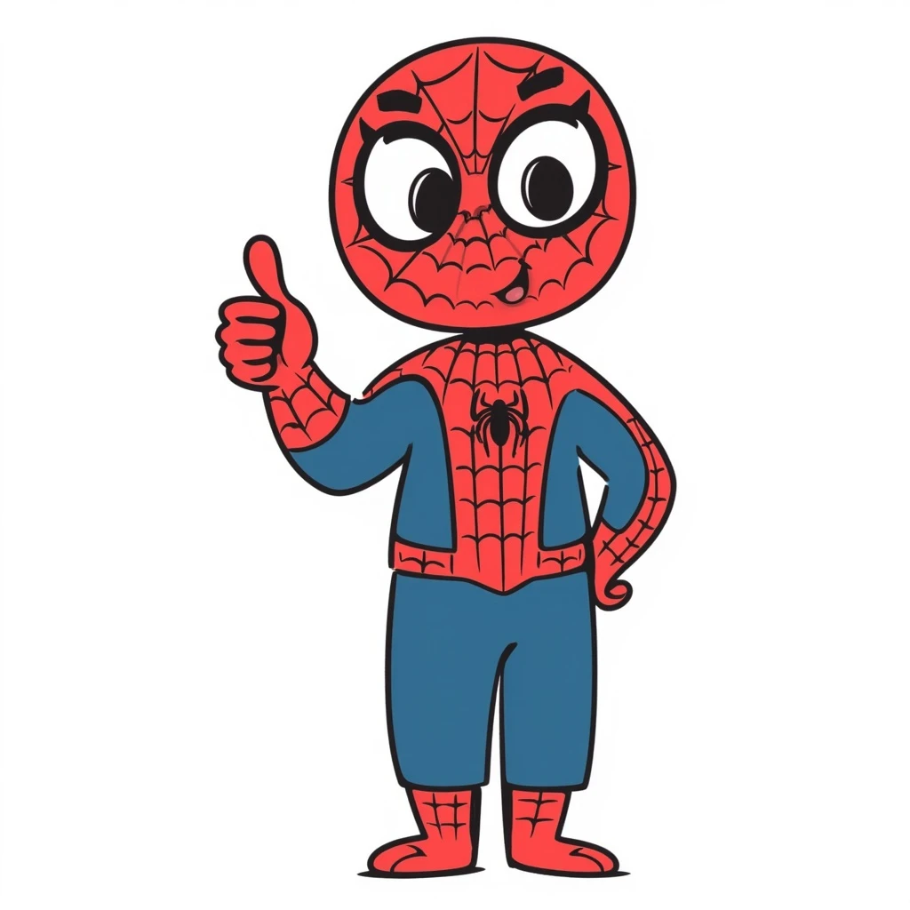 spiderman giving a thumbs up, hand drawn doodle style emoji