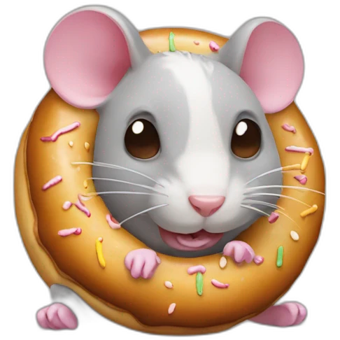 Un rat qui mange un donut emoji