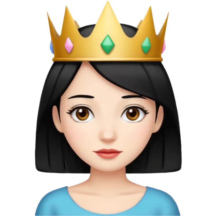 Perempuan, berambut hitam dan menggunakan mahkota ulang tahun emoji