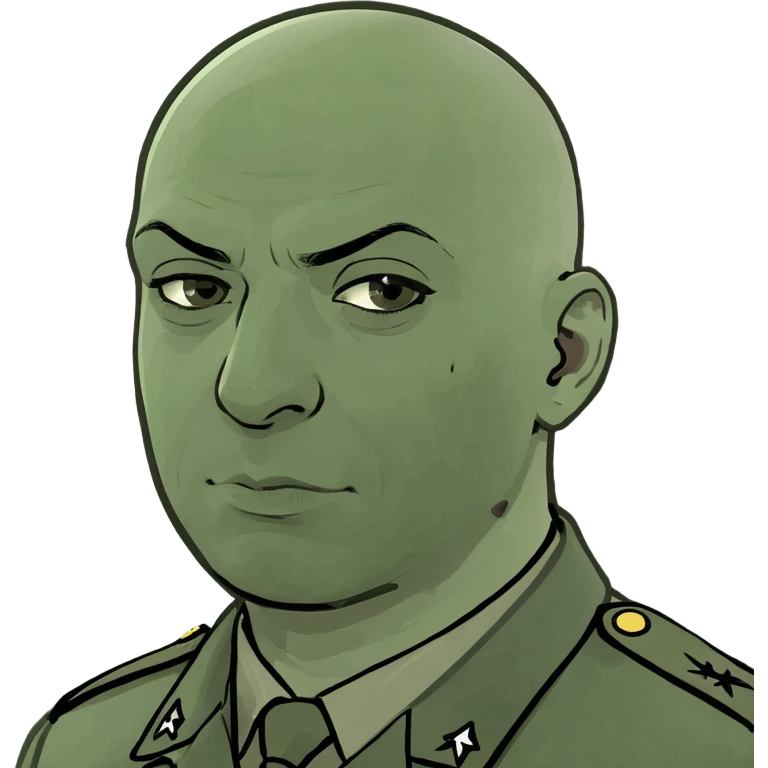 Bald guy with army uniform emoji