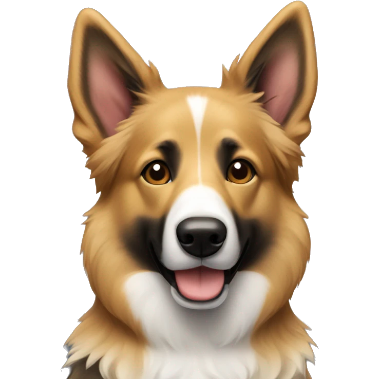 German shepherd/border collie mix dog with black fur and white fur on chest emoji