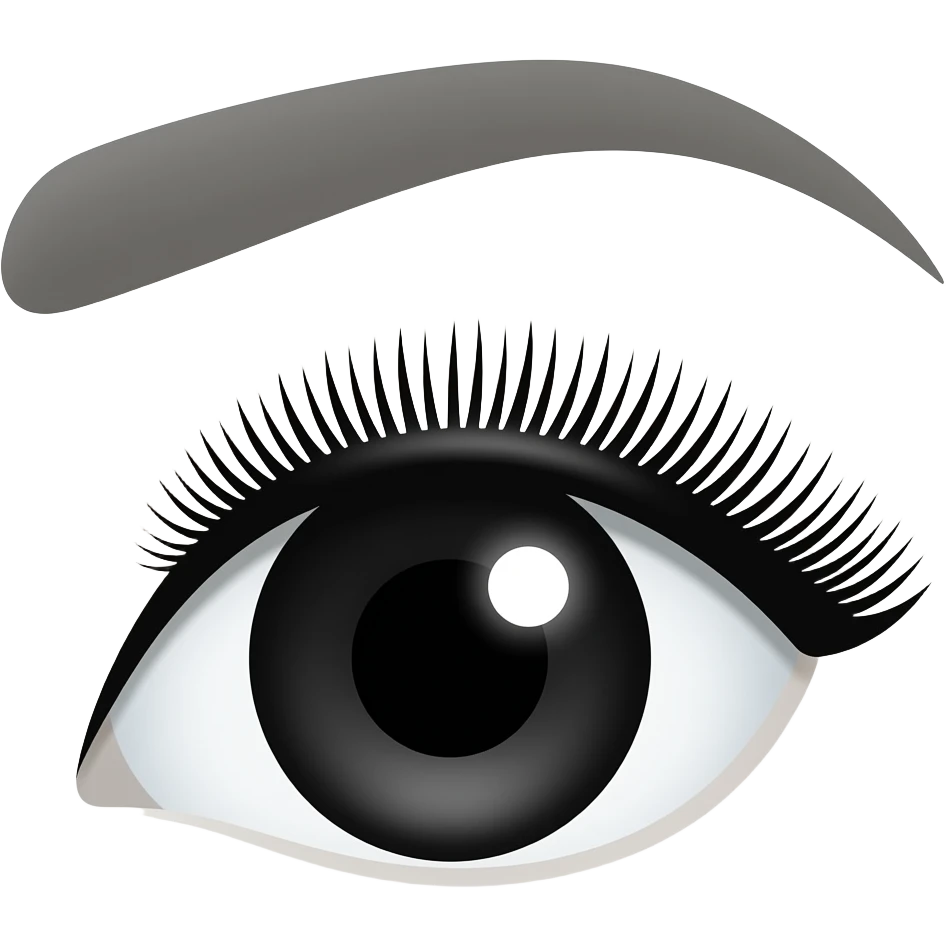 eyelash strip above an open black eye emoji