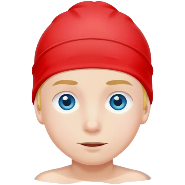 Boy Swimmer in a red swim cap with blue eyes  emoji