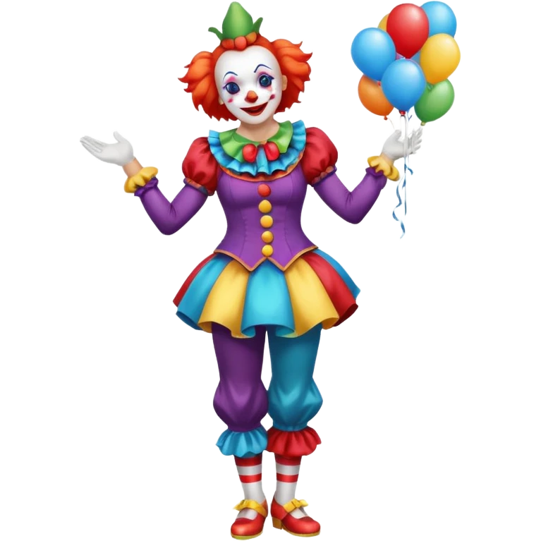 woman clown costume standing on foot emoji