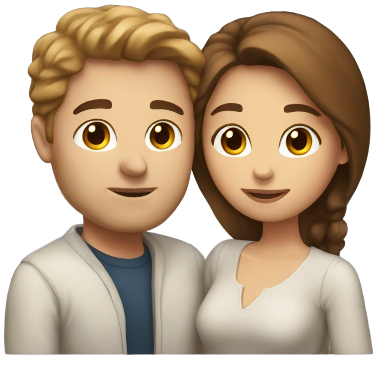 a white couple with brown hair kissing emoji