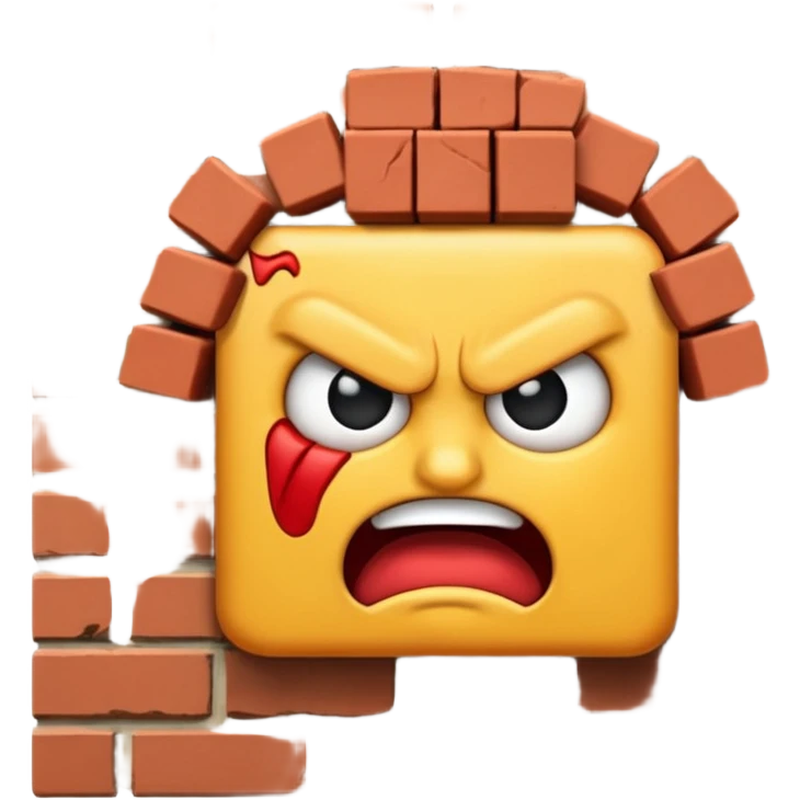 Emoji face bashing head into brick wall emoji