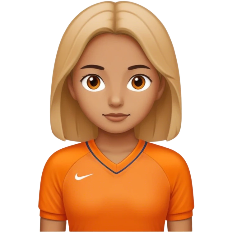 girl football fan with orange emoji