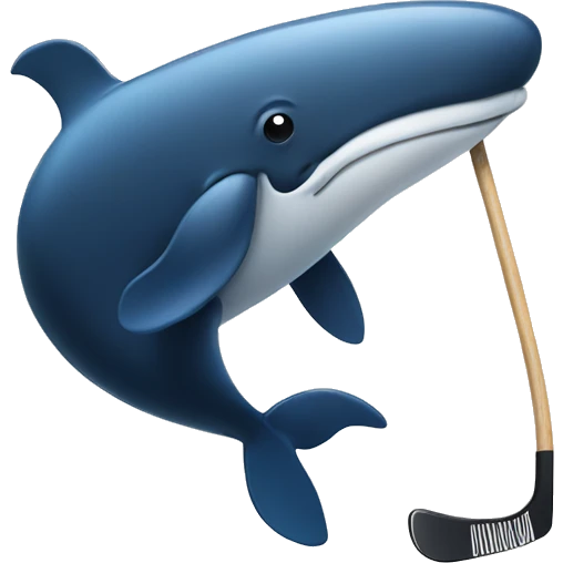 A whale holding a hockey stick emoji