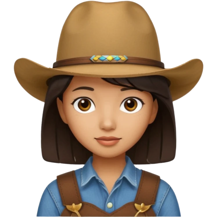 Brown Asian girl with bob and cowboy hat  emoji