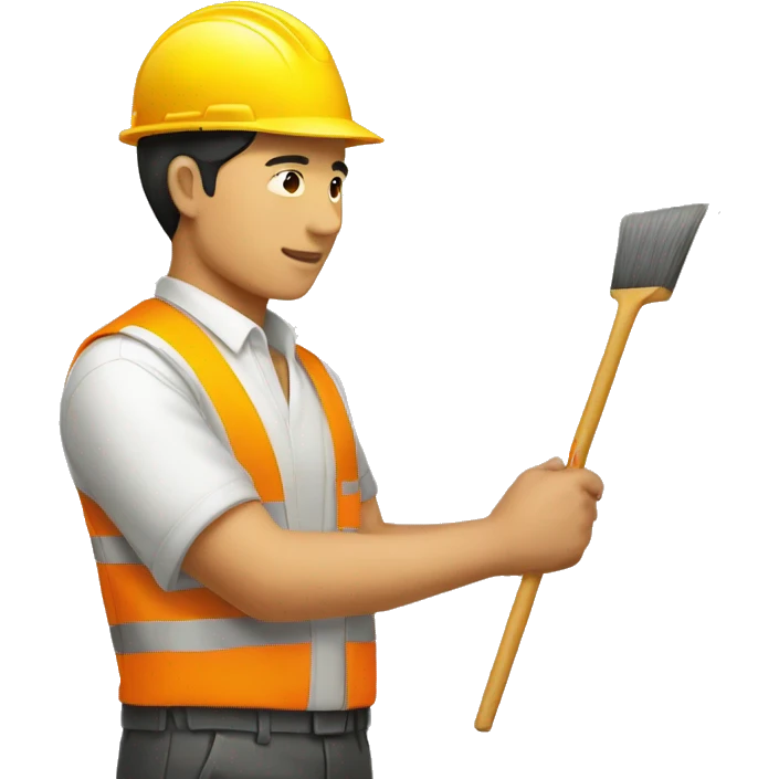 asian man painting wall with worker uniform emoji